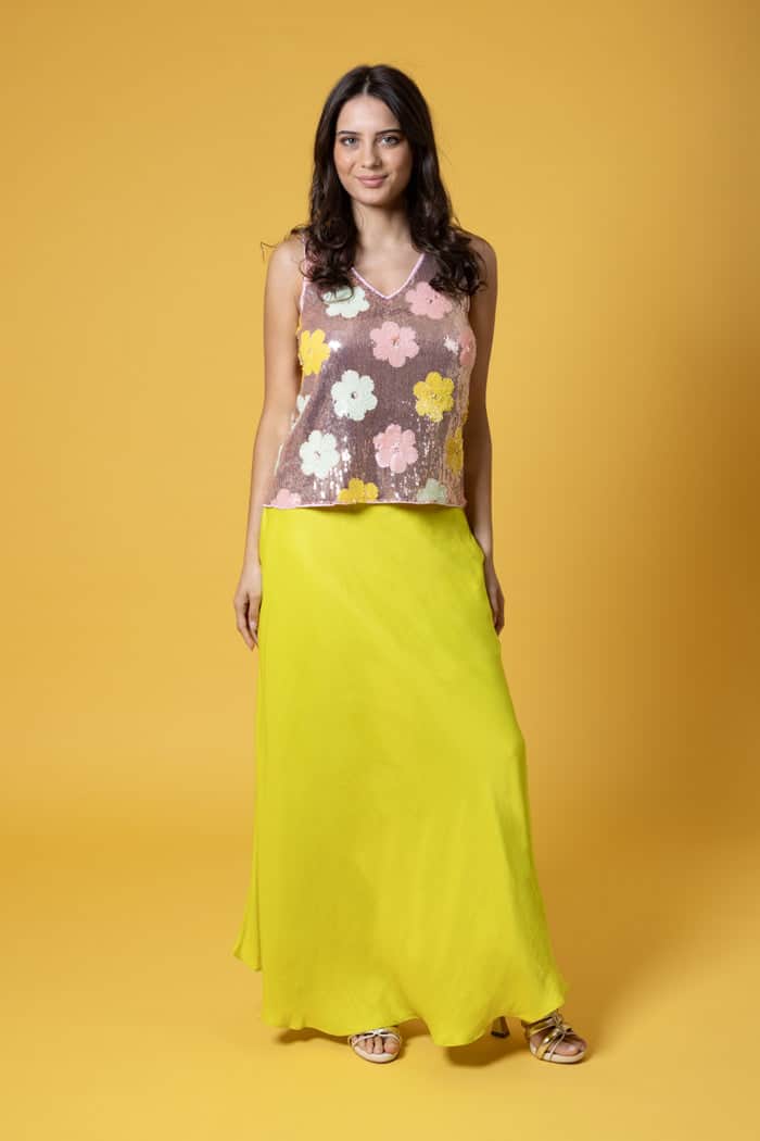 Nellie Satin Maxi Skirt Zest 4