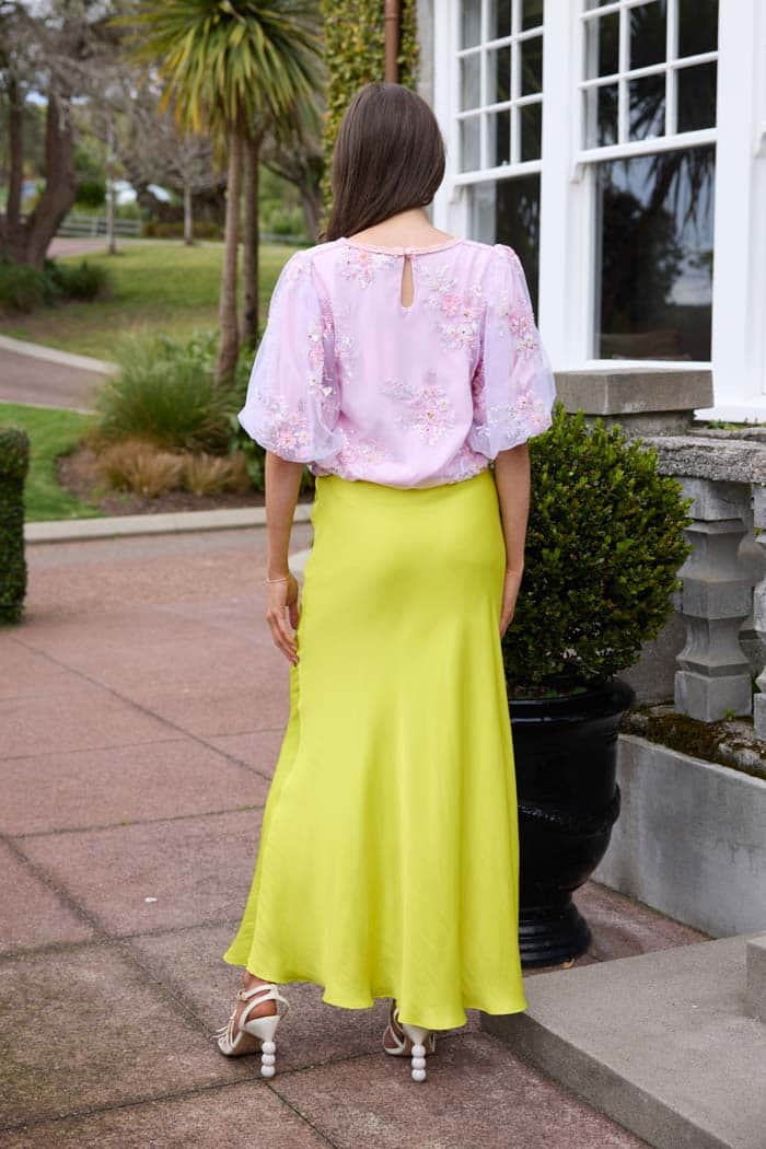 Nellie Satin Maxi Skirt Zest 3