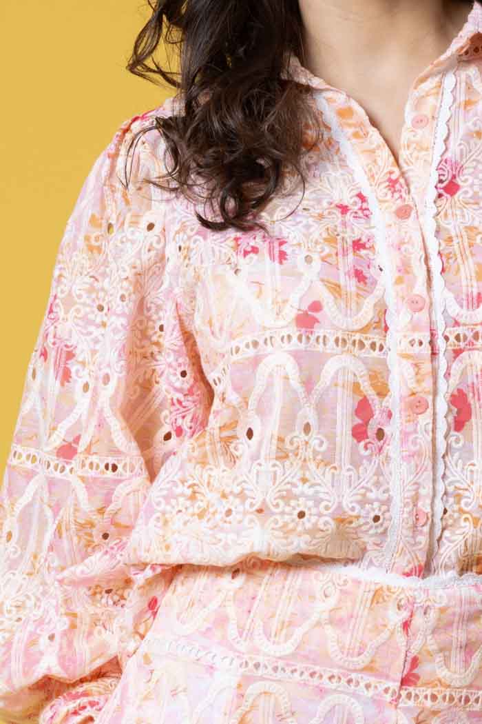 Mason Embroidered Shirt Peach 4