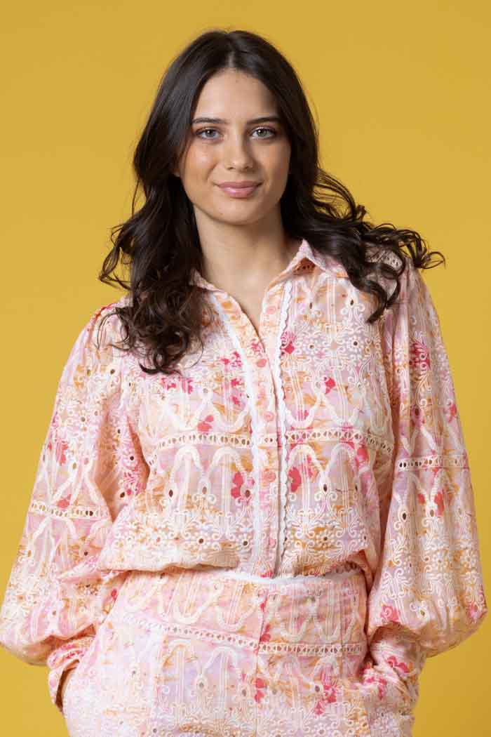 Mason Embroidered Shirt Peach