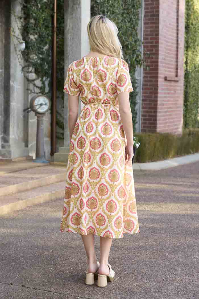 Phoebe Wrap Dress Paisley Fluro Pink 3