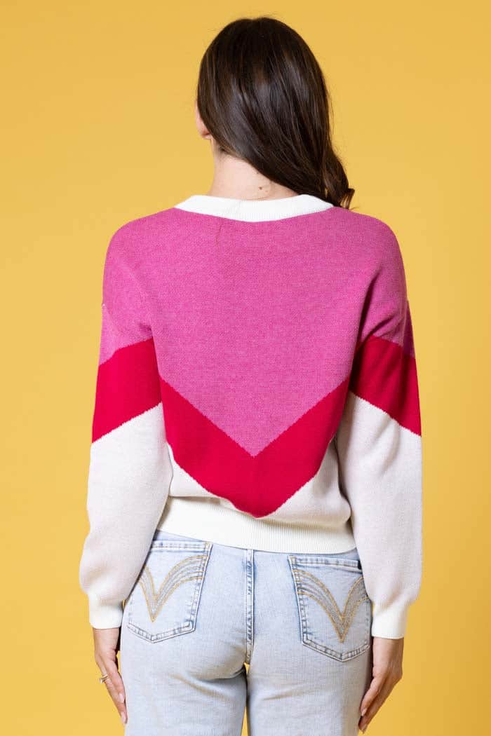 Elliot Sequin Knit Jumper Pink White 3