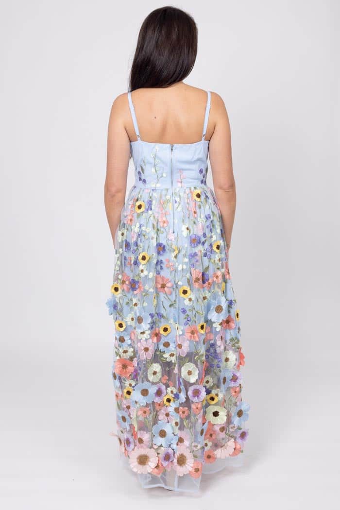 Savannah Embroidered Lace Maxi Dress Blue 4
