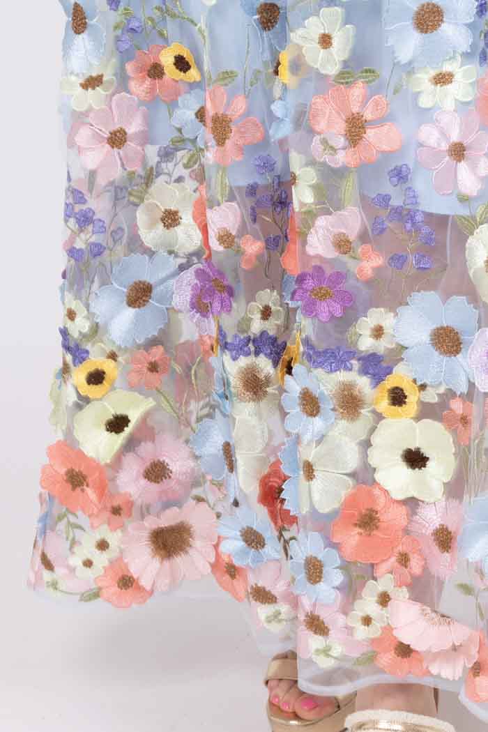 Savannah Embroidered Lace Maxi Dress Blue 7