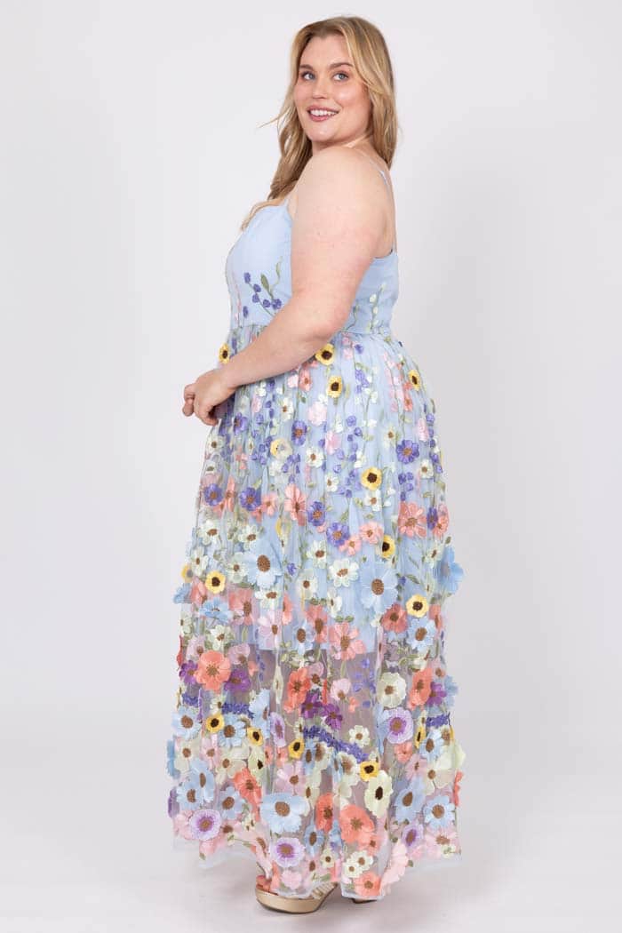 Savannah Embroidered Lace Maxi Dress Blue 5