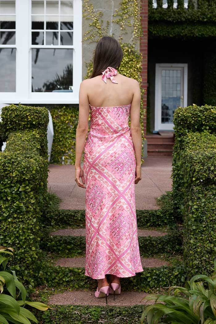 Irene Halter Dress Pink Print 4