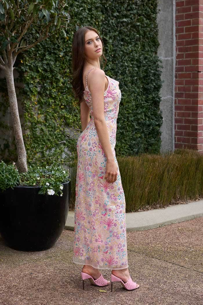 Angelina Sequin Maxi Dress Blush 3