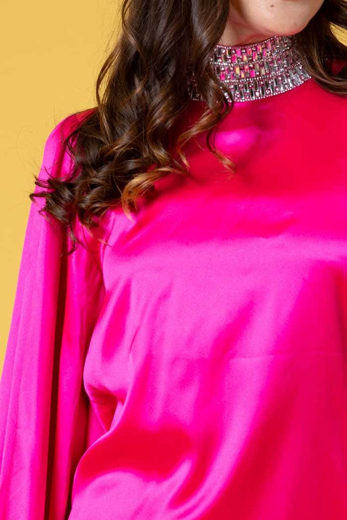 Nelly Satin Diamante Dress Pink 4