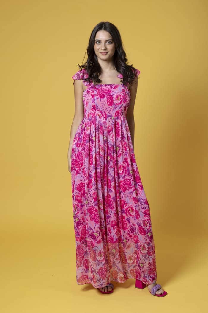 Gisele Maxi Dress Chiffon Floral Pink 5