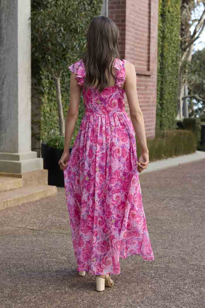 Gisele Maxi Dress Chiffon Floral Pink 3