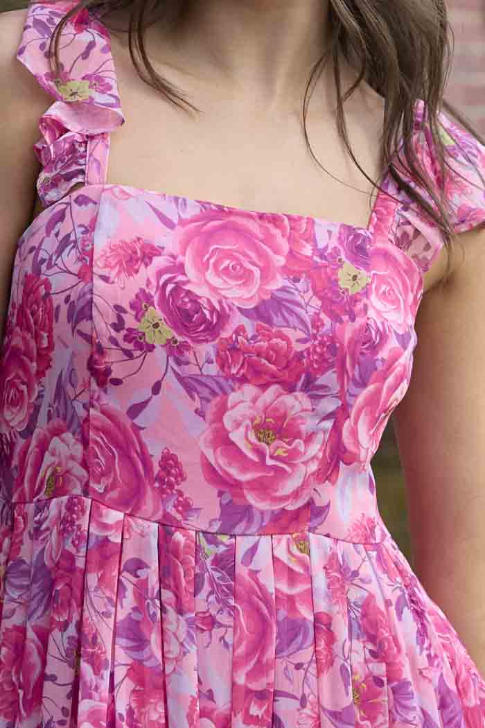 Gisele Maxi Dress Chiffon Floral Pink 4