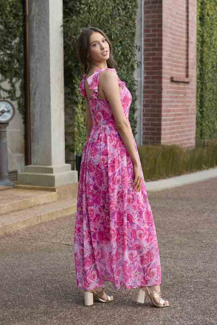 Gisele Maxi Dress Chiffon Floral Pink 2