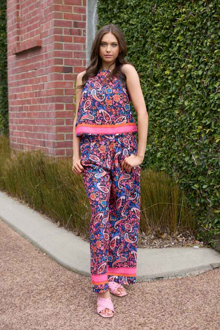 Black paisley print pant