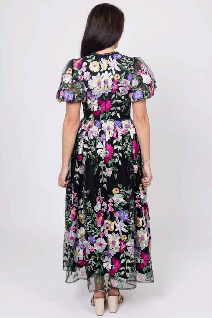 Kylie Embroidered Maxi Dress Black Floral 4