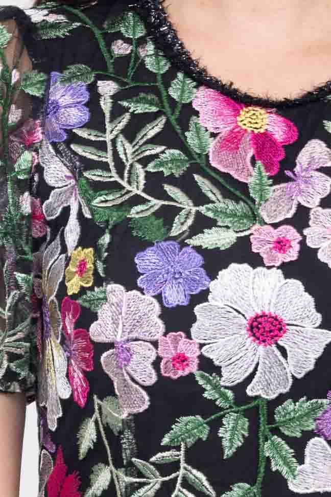 Kylie Embroidered Maxi Dress Black Floral 7