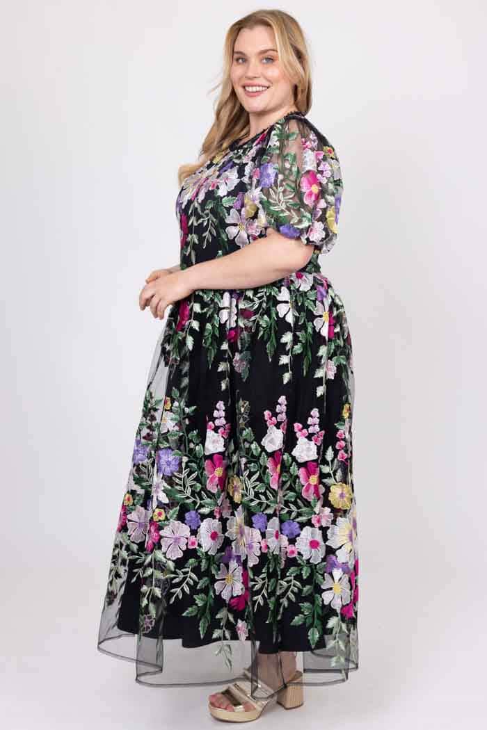 Kylie Embroidered Maxi Dress Black Floral 5