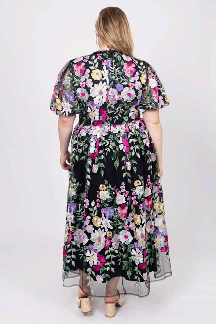 Kylie Embroidered Maxi Dress Black Floral 6