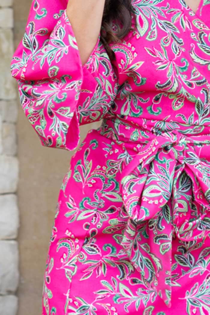 Halle Kimono Paisley Fluro Pink 4