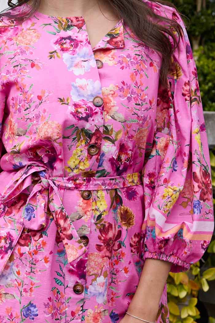 Shirley Shirt Dress Bright Floral Pink 6