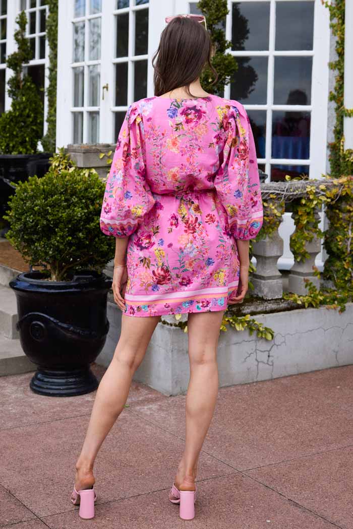 Shirley Shirt Dress Bright Floral Pink 4
