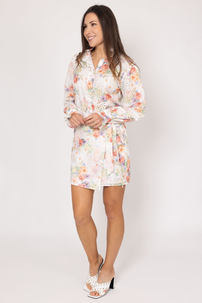 Andrea Embroidered Skirt Peach Floral 3
