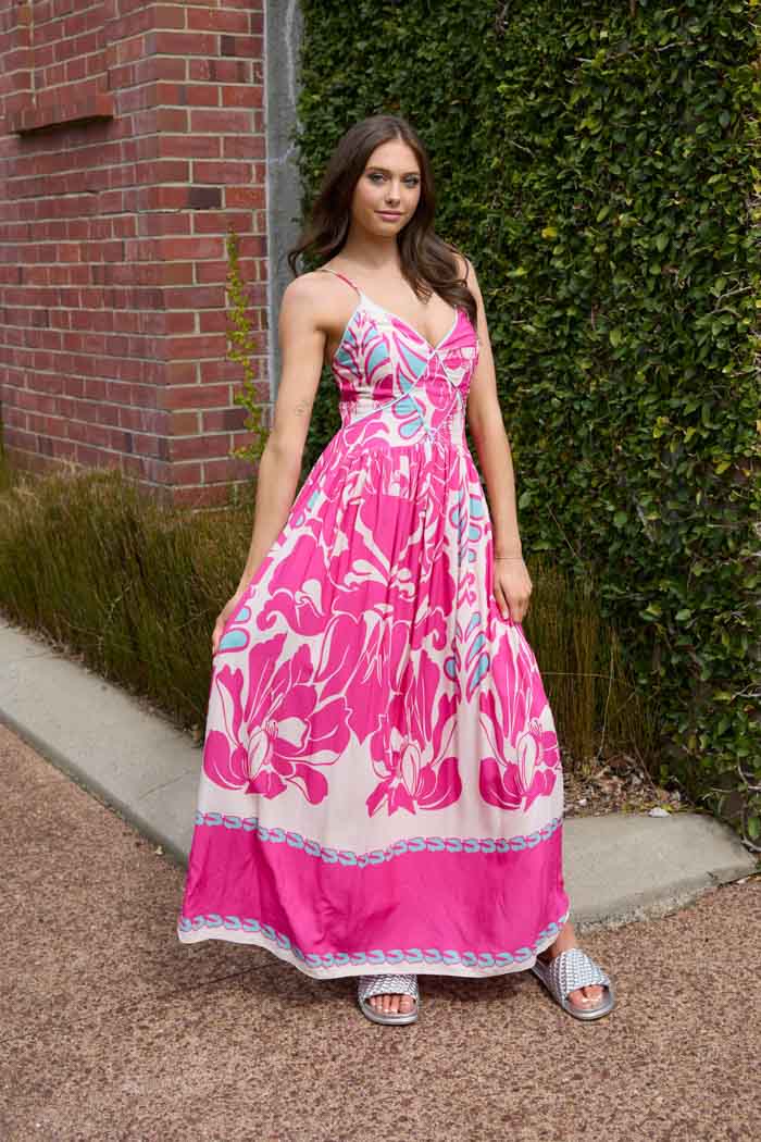 PINK FLORAL MAXI DRESS