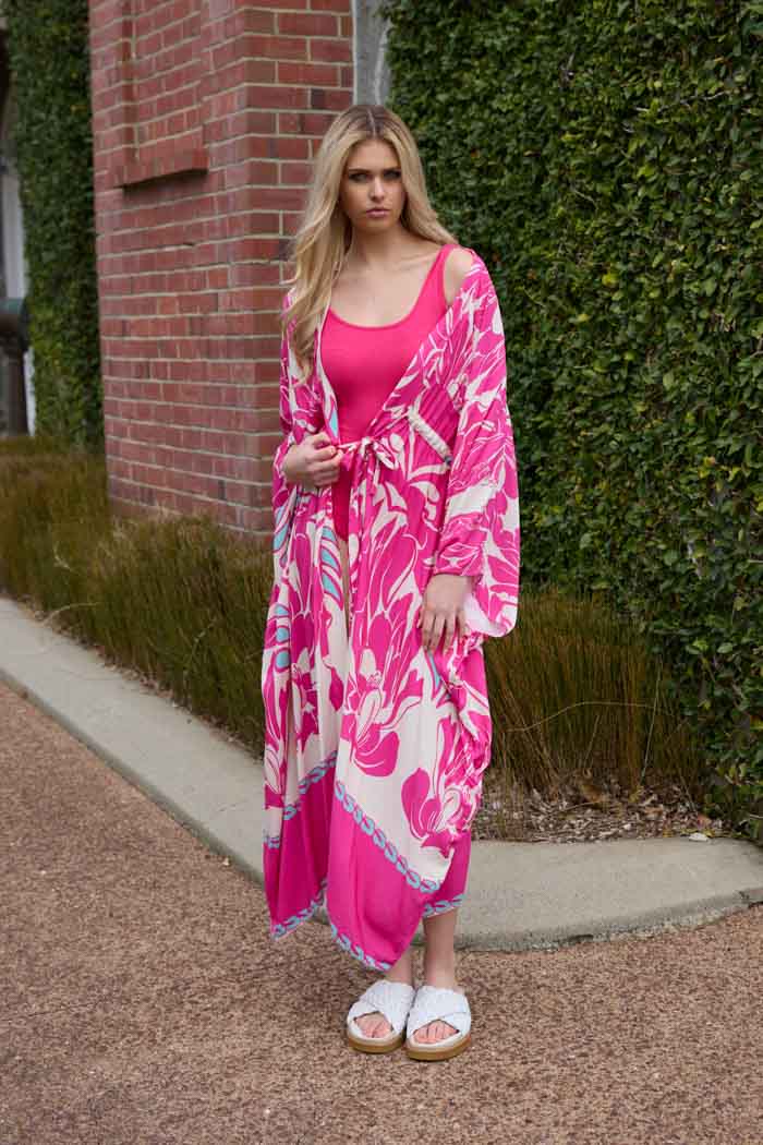 Pink maxi kimono