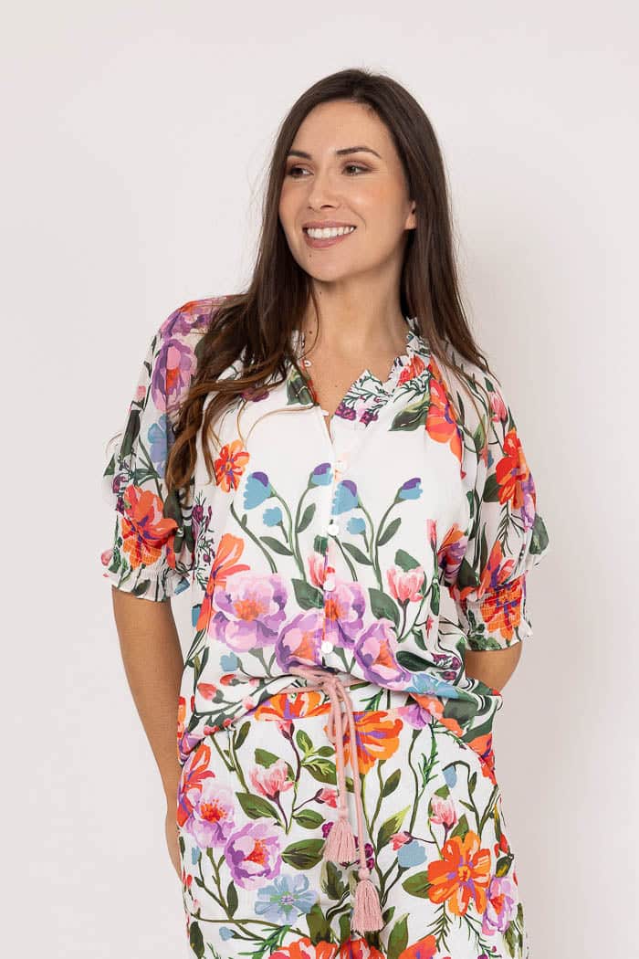 Ava Chiffon Blouse Floral White 5