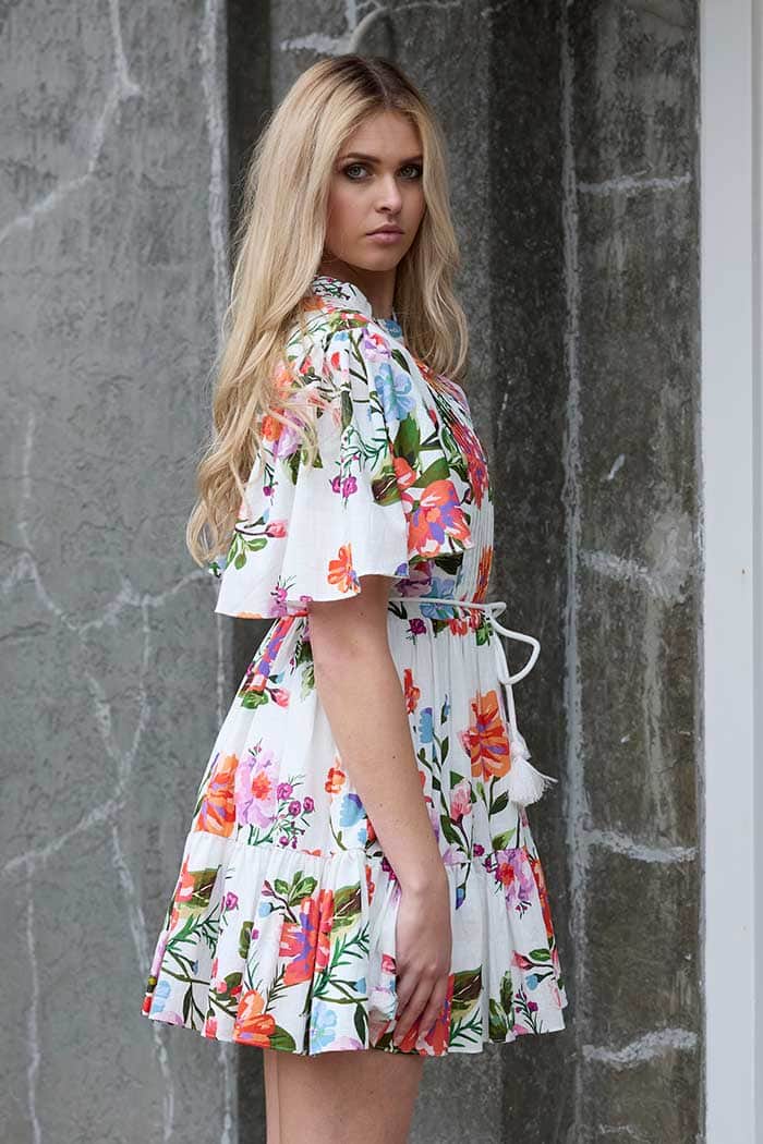 Kelsey Shirt Mini Dress Floral White 2