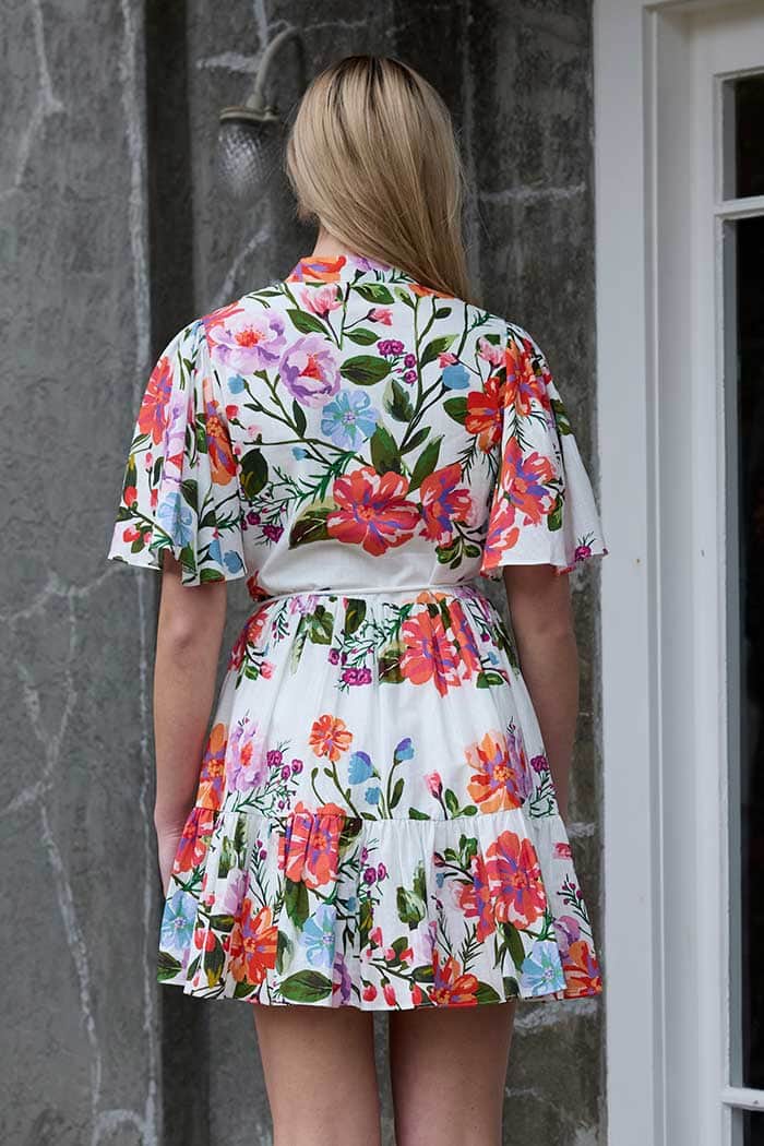 Kelsey Shirt Mini Dress Floral White 3