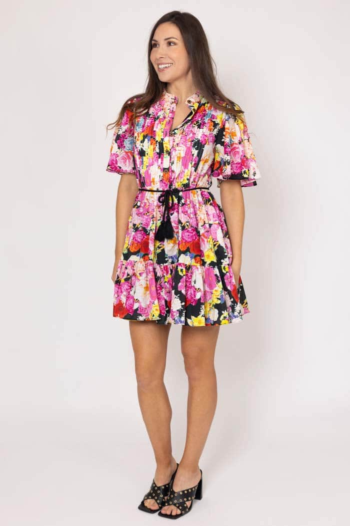 Kelsey Shirt Dress Black Floral 2