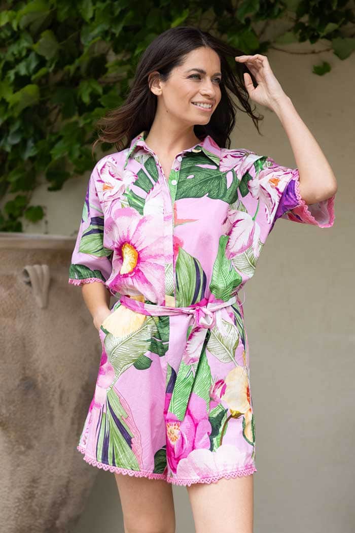 Pink floral playsuit