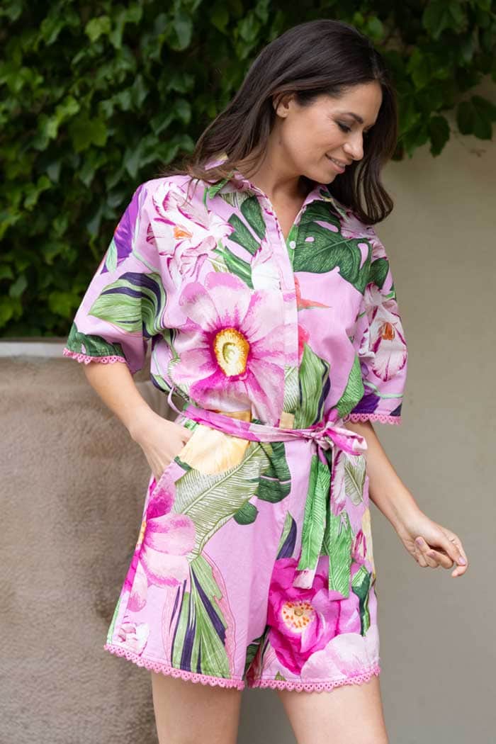 Laura Playsuit Floral Pink 2