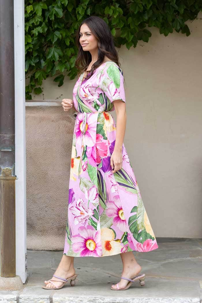 Jasper Wrap Dress Floral Pink 2