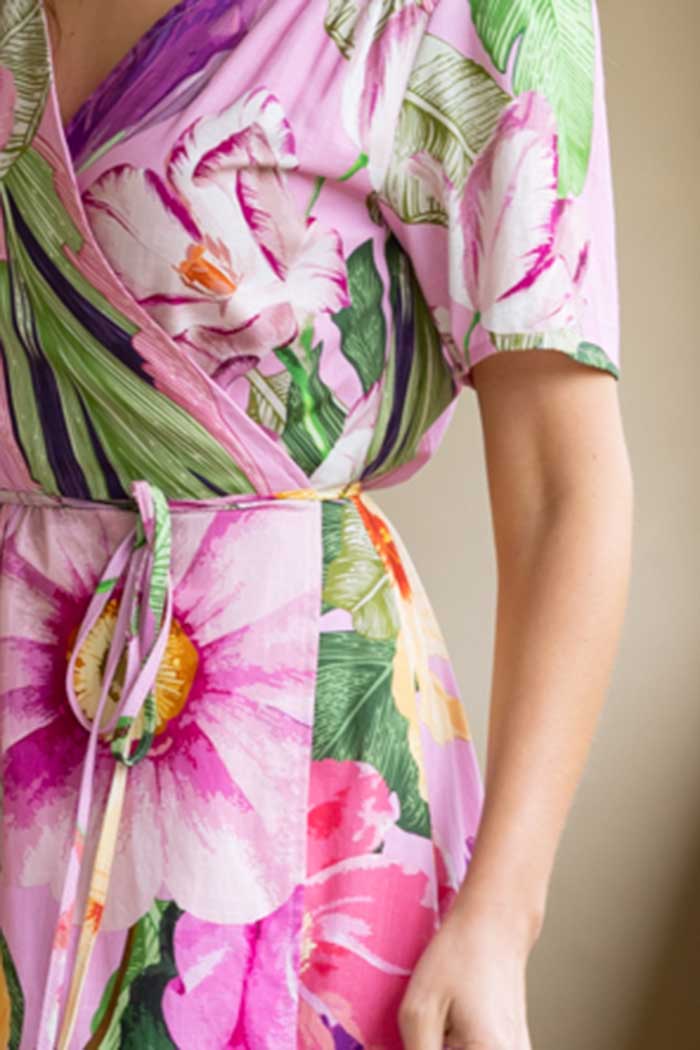 Jasper Wrap Dress Floral Pink 4