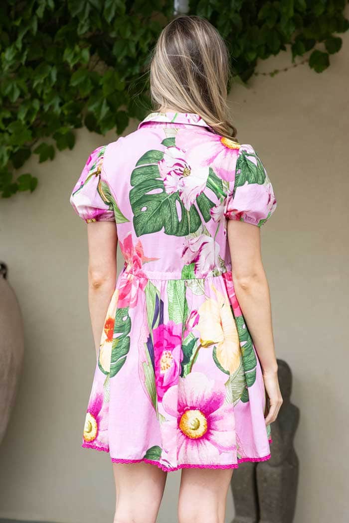 Arabella Shirt Mini Dress Floral Pink 3