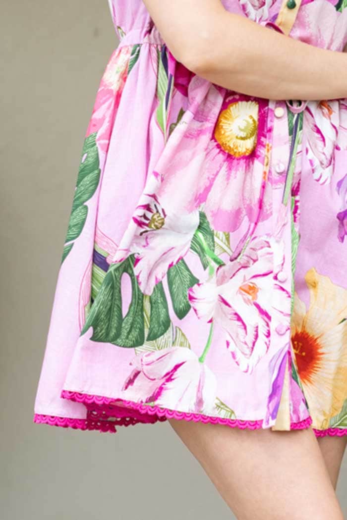 Arabella Shirt Mini Dress Floral Pink 4