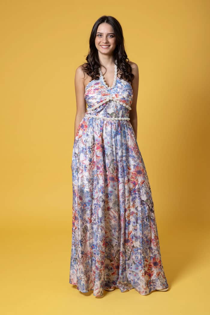 Posy Maxi Dress Pearl Floral Blue 5