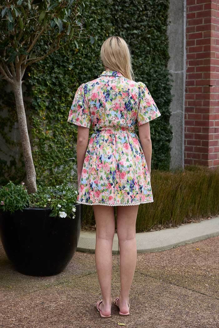 Emerson Embroidered Shirt Mini Dress Bright Floral 4