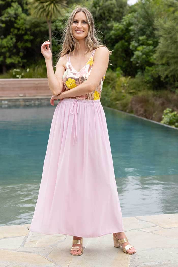 Chloe Maxi Dress Sequin Rose Gold 2