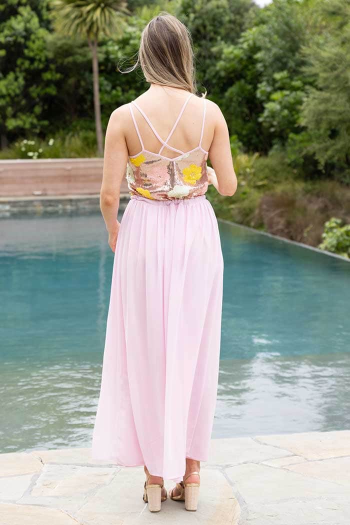 Chloe Maxi Dress Sequin Rose Gold 3