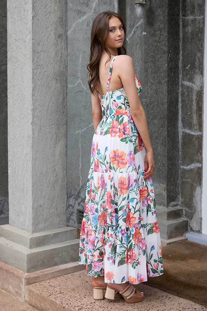 Fran Maxi Dress Chiffon Floral White 2
