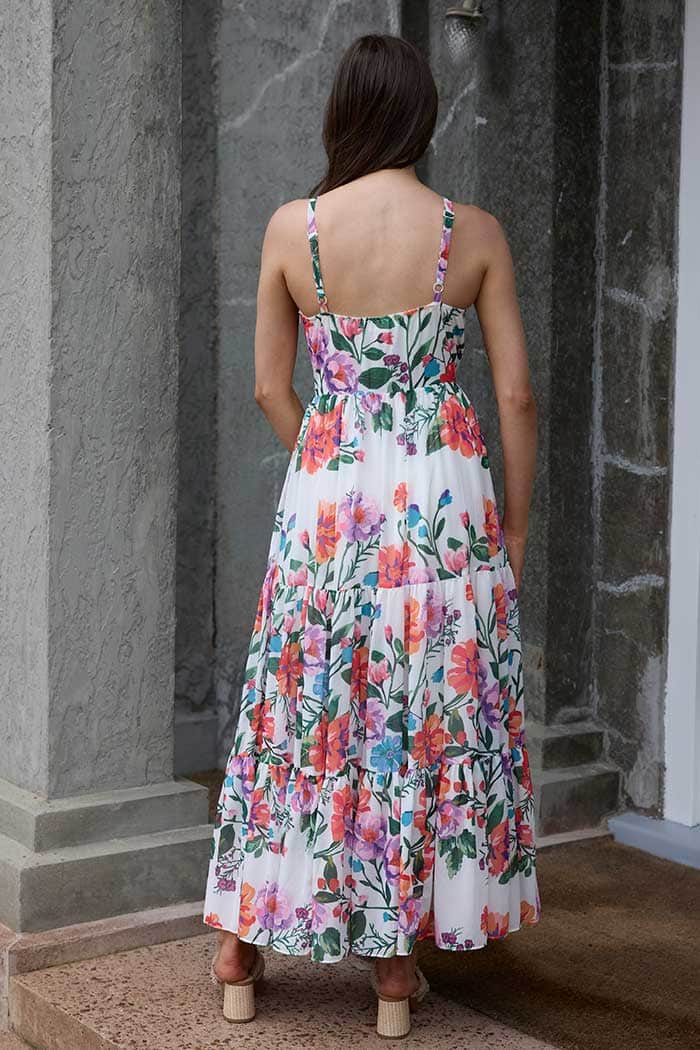 Fran Maxi Dress Chiffon Floral White 3