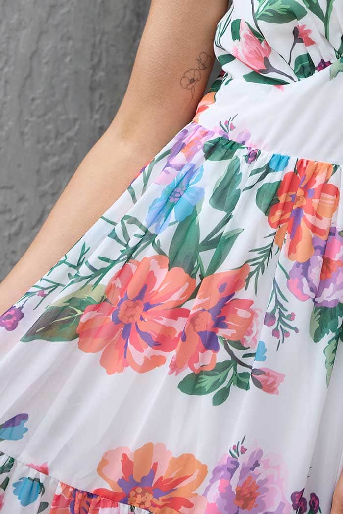 Fran Maxi Dress Chiffon Floral White 4