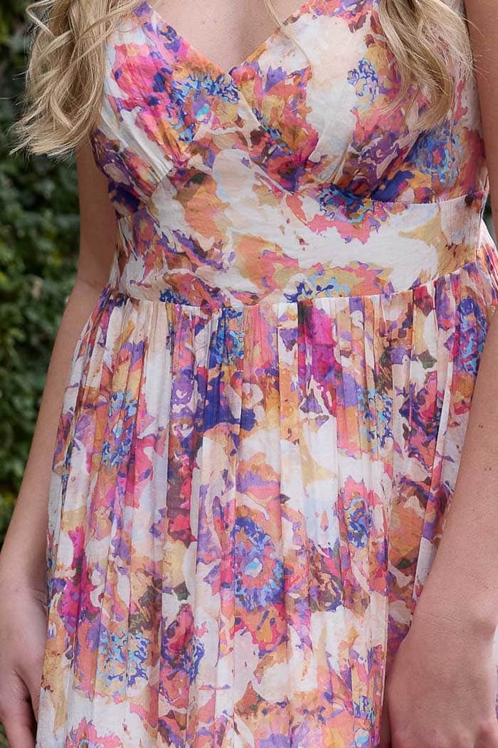 Fran Maxi Dress Peach Floral 2