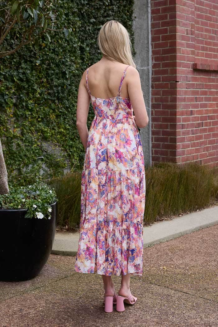 Fran Maxi Dress Peach Floral 4