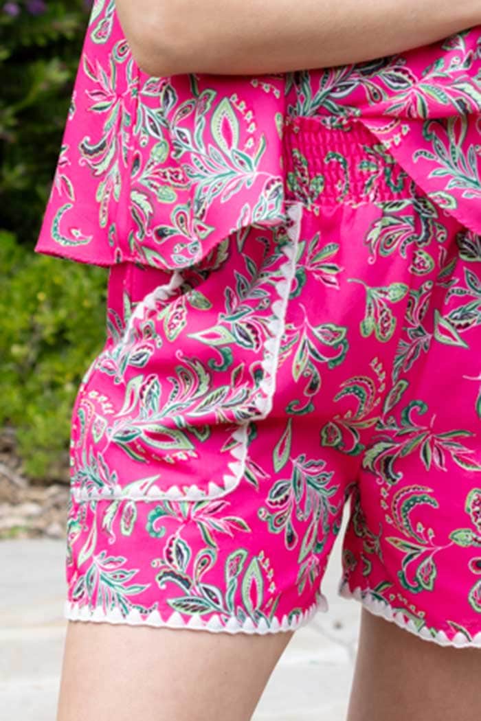 Eliza Short Paisley Fluro Pink 4
