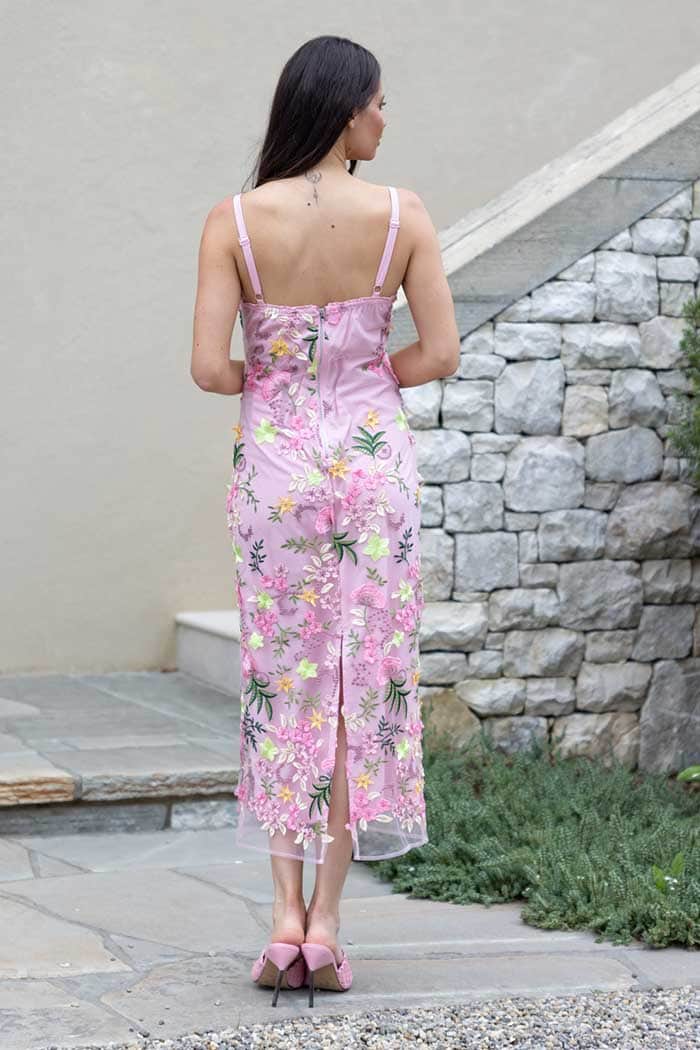 Bella Midi Dress Embroidered Pink 4