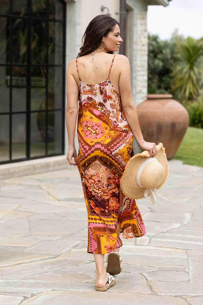 Maya Dress Patch Work Rust 3