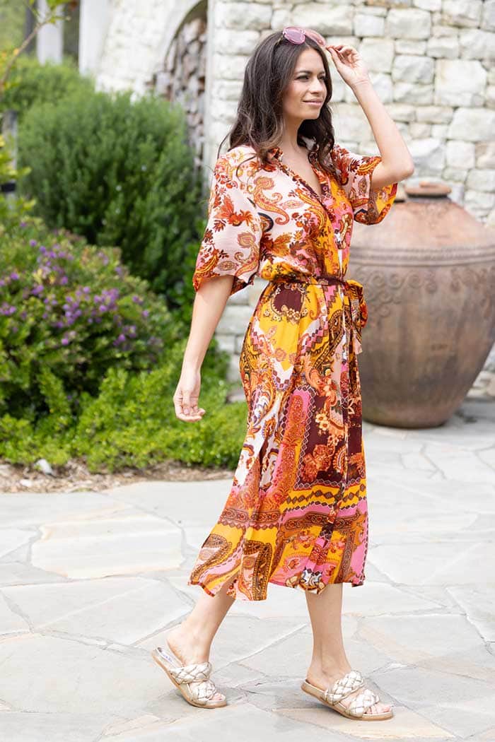 Nala Shirt Dress Patch Work Rust 2